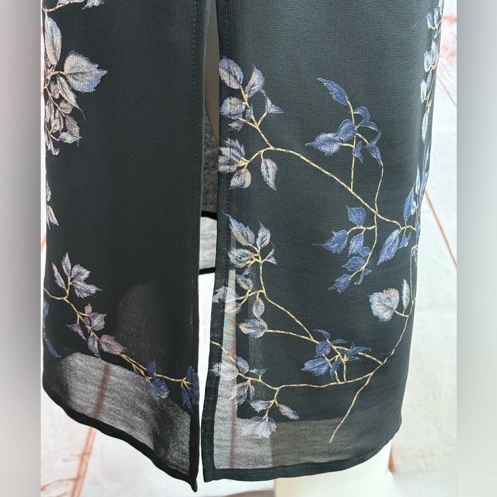 DONNA RICCO New York 2 PETITE Floral design on Black lined sheath maxi dress 2P - Picture 5 of 12